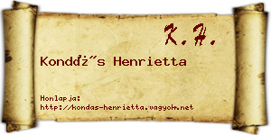 Kondás Henrietta névjegykártya
